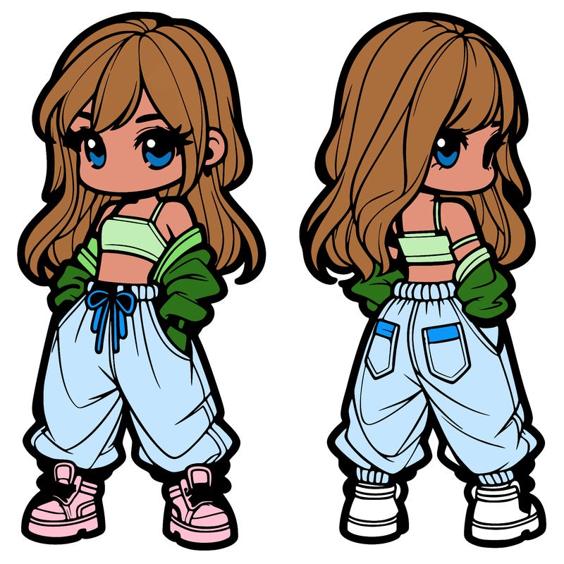 girl in crop top and baggy pants