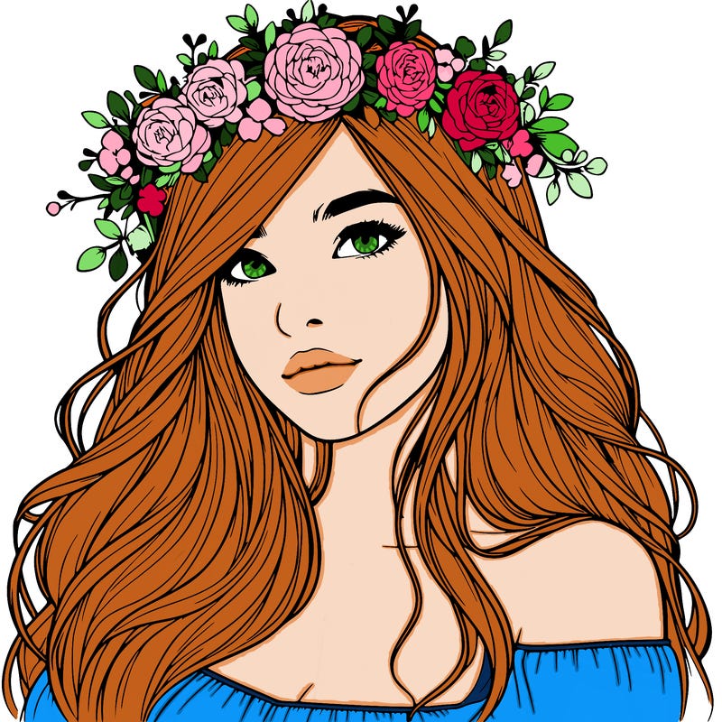 realistic girl with flower crown