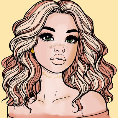 realistic girl with wavy hair and lips