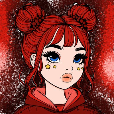 realistic girl with space buns