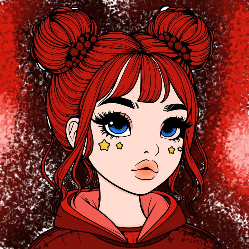 realistic girl with space buns