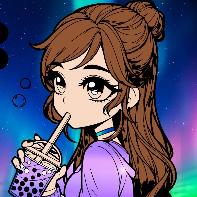 a realistic girl drinking boba