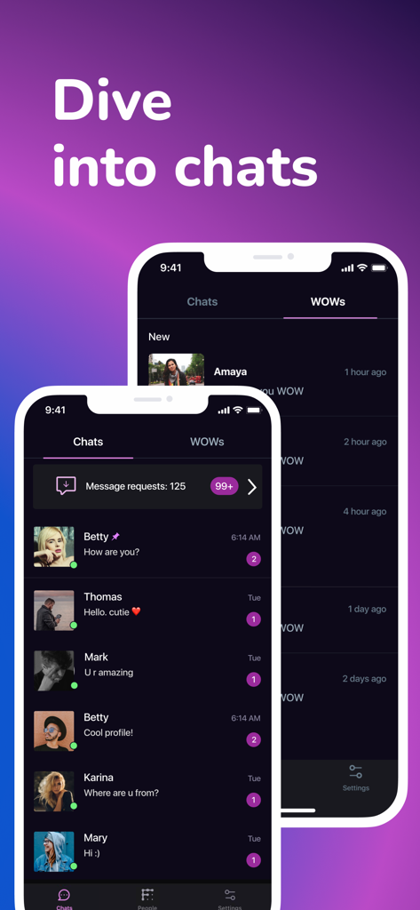 Fiorry: Transgender Dating - Interface of the Fiorry transgender dating app showing the chat message list and message requests