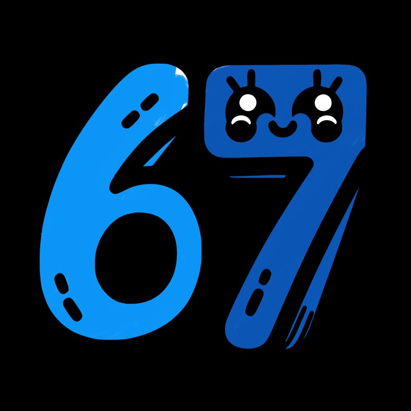 the numbers 67