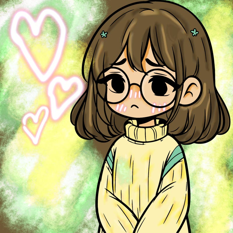 sad girl with glasses in a sweater