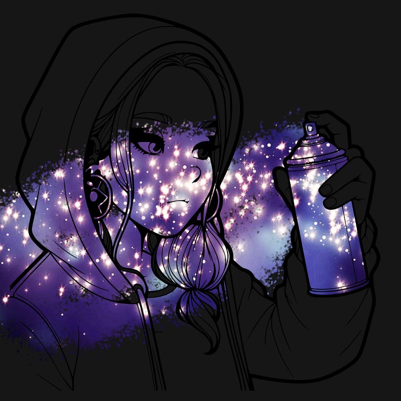 a realistic girl, spray painting