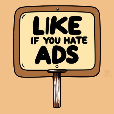 a sign that says like if you hate ads