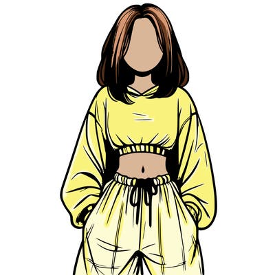 realistic girl faceless with baggy pants and a crop top