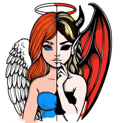 realistic angel half demon