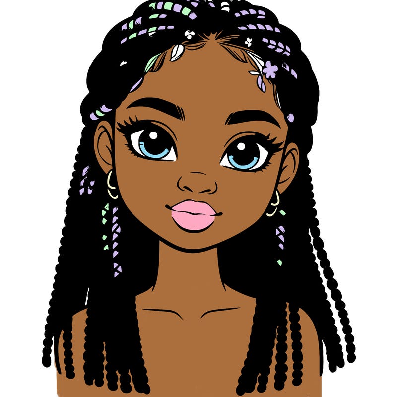 a realistic black girl with braids