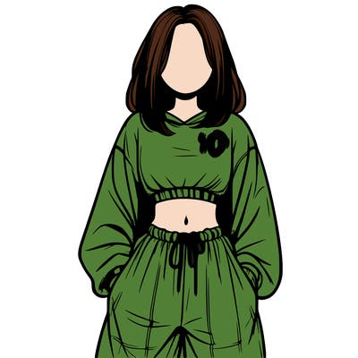 realistic girl faceless with baggy pants and a crop top