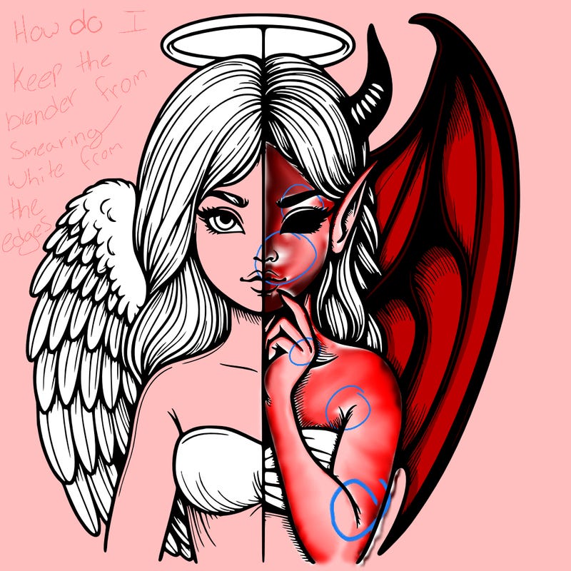 realistic angel half demon