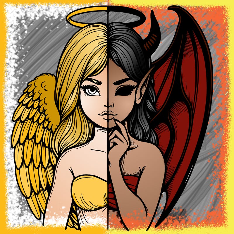 realistic angel half demon