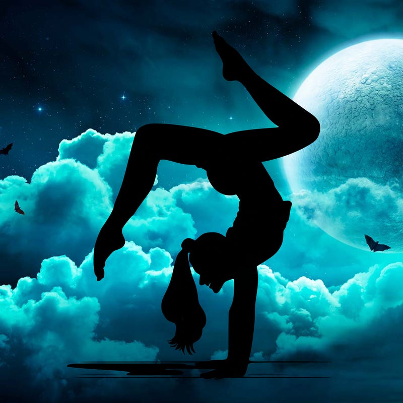 a woman doing a handstand realistic