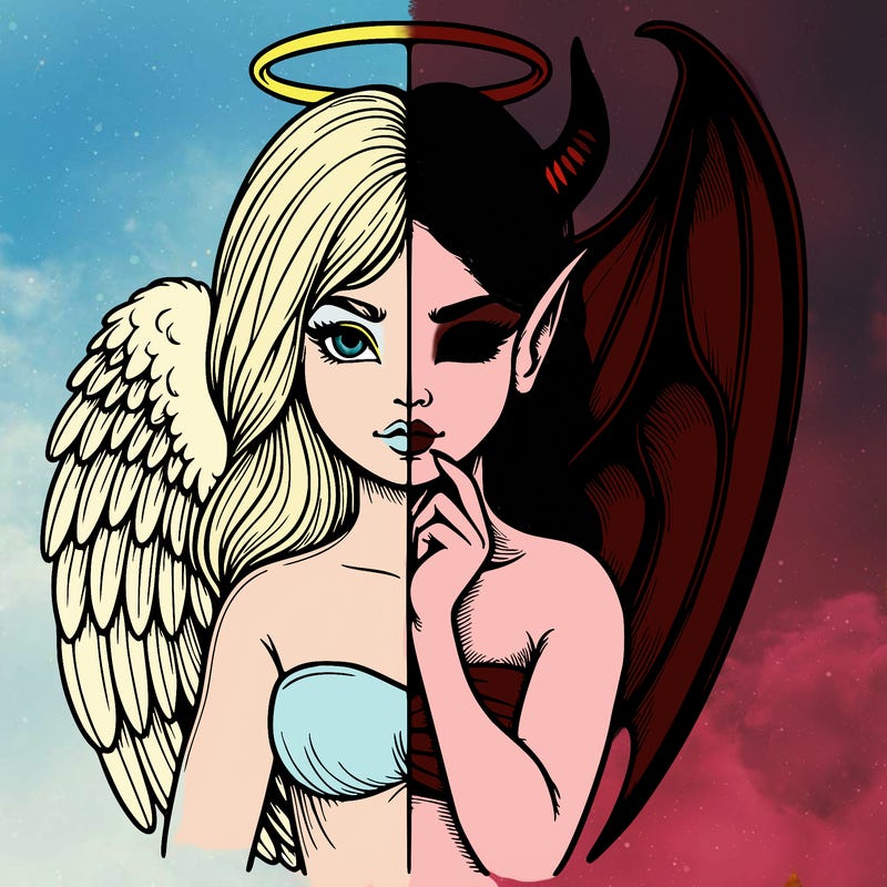 realistic angel half demon