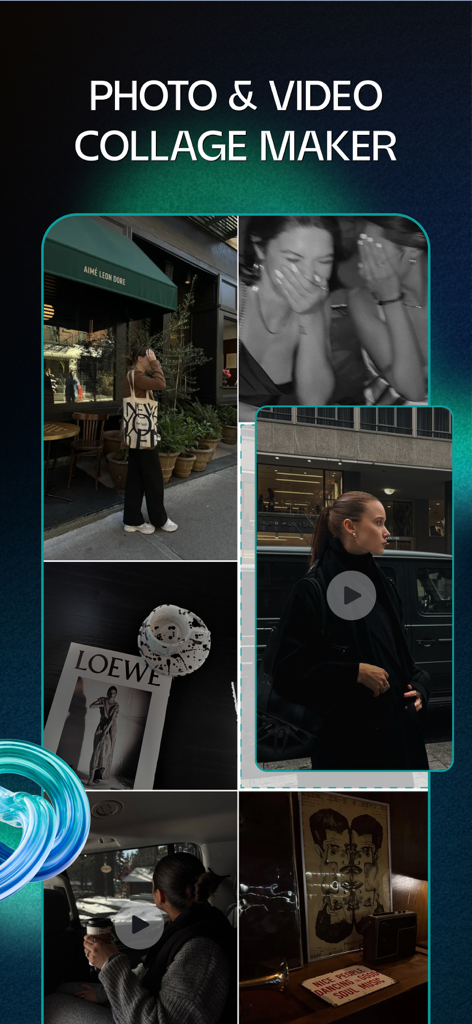 Créateur de collages photo et vidéo de l'application Lift avec des modèles lifestyle esthétiques