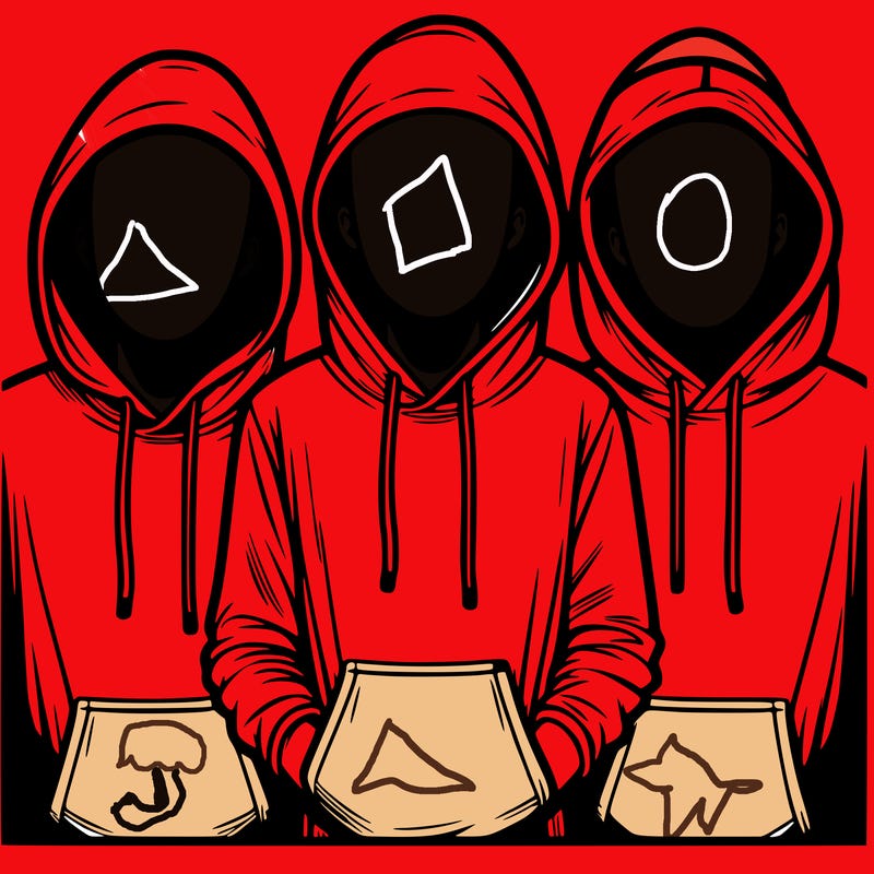 3 faceless people in  hoodies