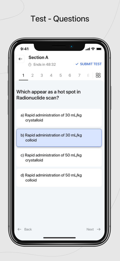 Speed Learning - Mobile app interface of Speed Learning showing a practice test question with multiple choice answers for NEET exam preparation.