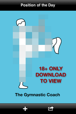 Nerve's Sex Position of the Day - Screenshot dell'app Nerve's Sex Position of the Day che mostra un'anteprima pixelata della posizione The Gymnastic Coach