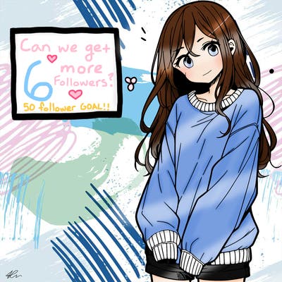 manga teen girl  in a sweater and baggy pants
