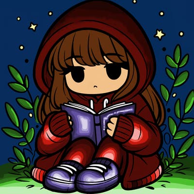 girl in oversized hoodie reading a book
