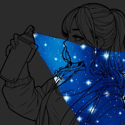 a realistic girl spray, painting