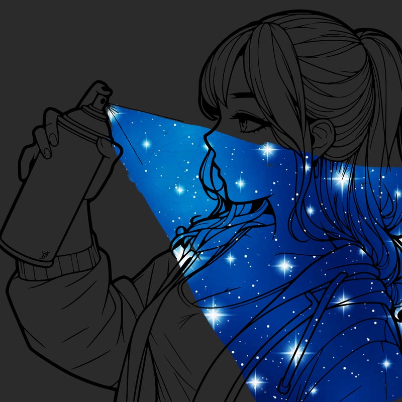 a realistic girl spray, painting