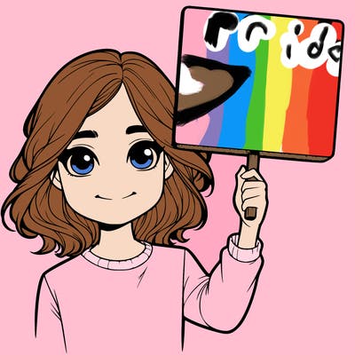 realistic girl holding up a sign