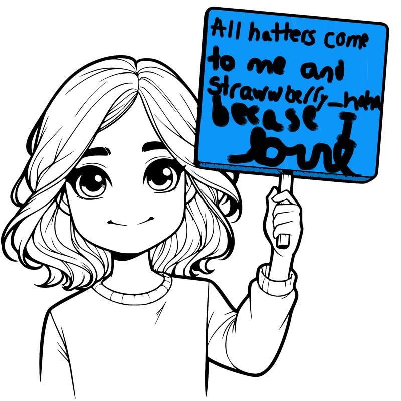 realistic girl holding up a sign