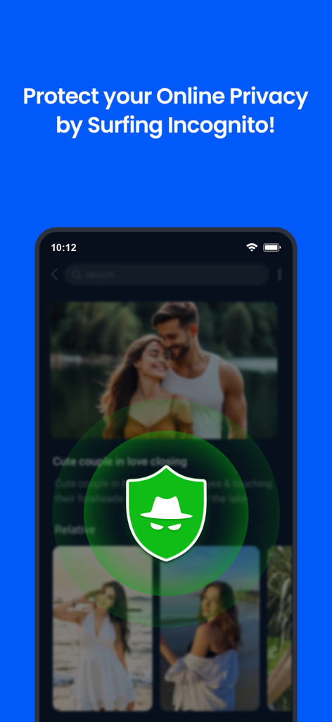 HideU - Calculator Locker - A mobile interface showcasing the incognito browsing feature for enhanced online privacy