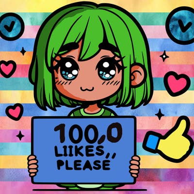 a girl with a sign saying 100 likes, please