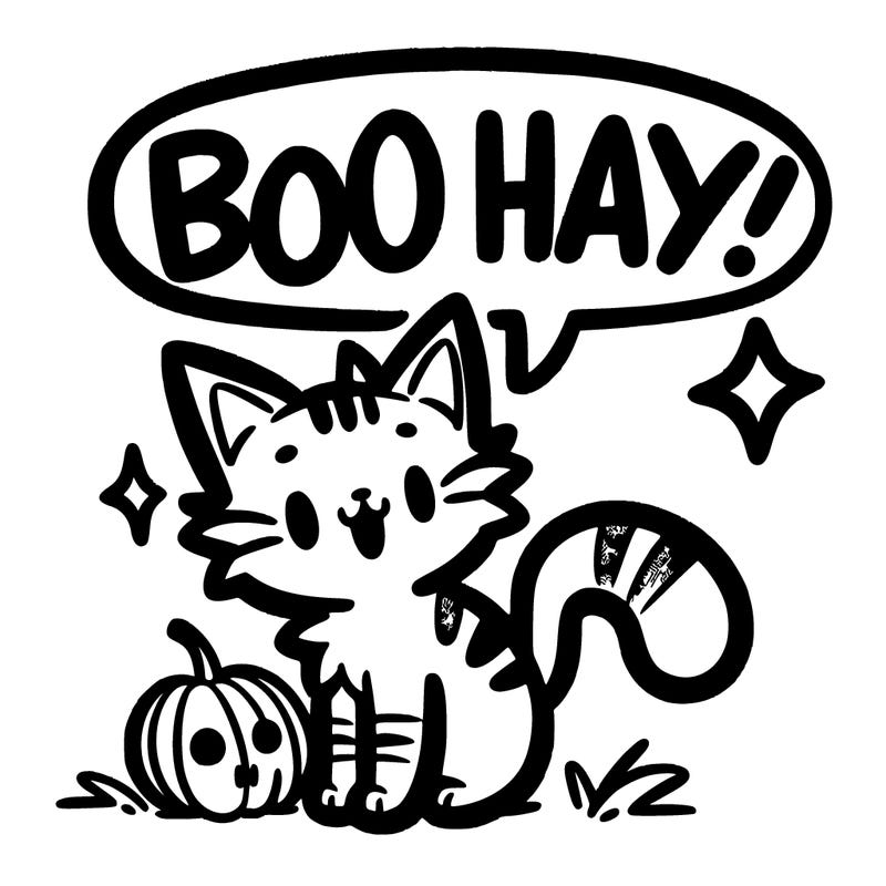 a cat saying boo hay