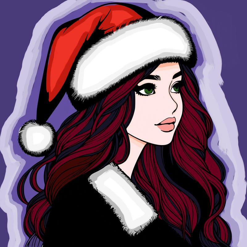 realistic girl in santa hat
