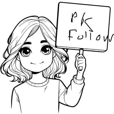 realistic girl holding up a sign