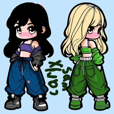 girl in crop top and baggy pants