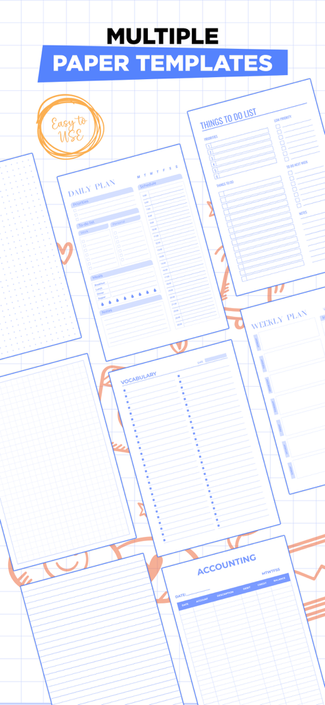 Notes: Note taking & writing - Una variedad de plantillas de papel digital, incluidos planificadores diarios y listas de tareas para tomar notas estéticas