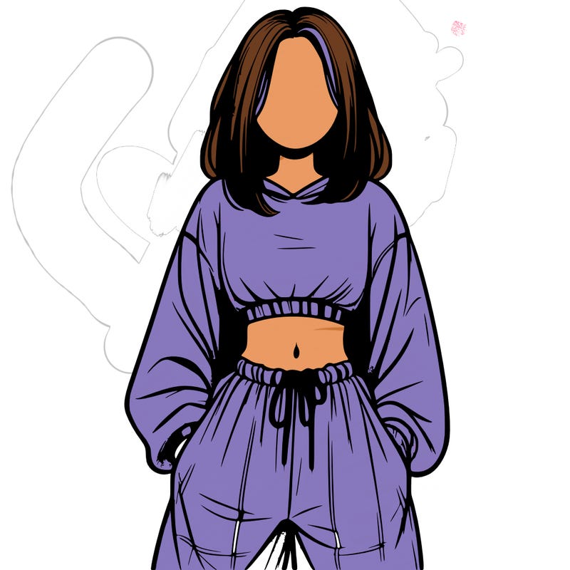 realistic girl faceless with baggy pants and a crop top