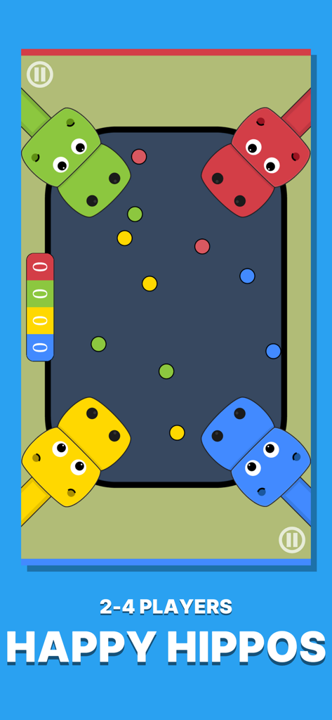 Juego multijugador local Happy Hippos para dos a cuatro jugadores en una pantalla