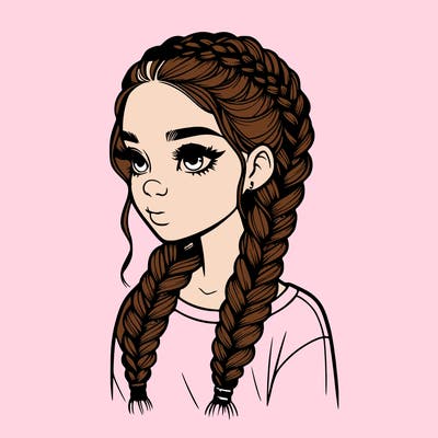 realistic girl with braids