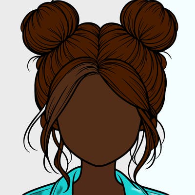 realistic girl with buns on the top of her hair