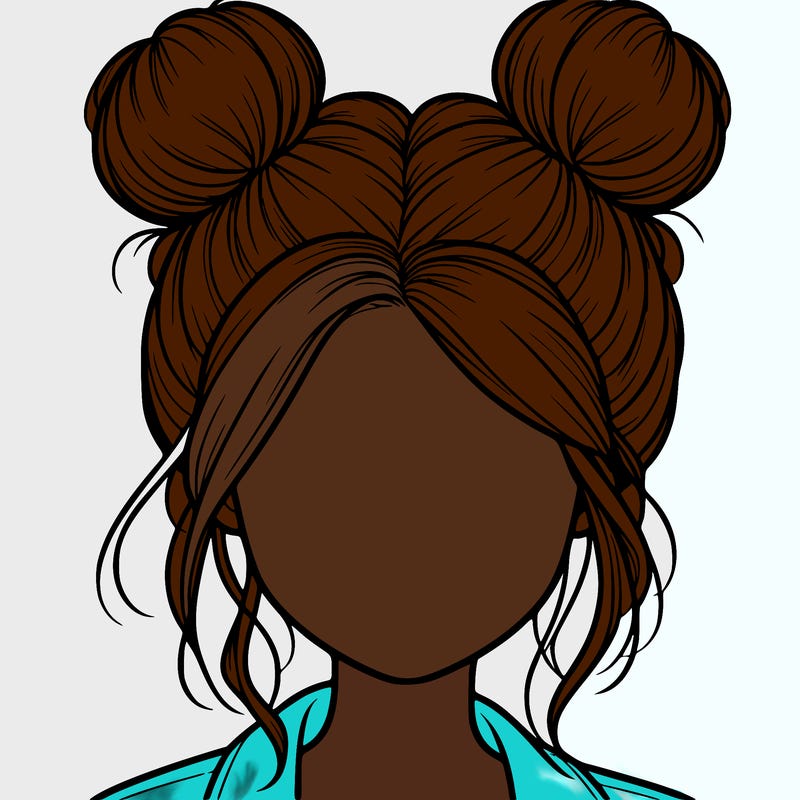 realistic girl with buns on the top of her hair