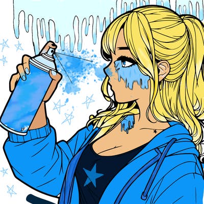a realistic girl spray, painting