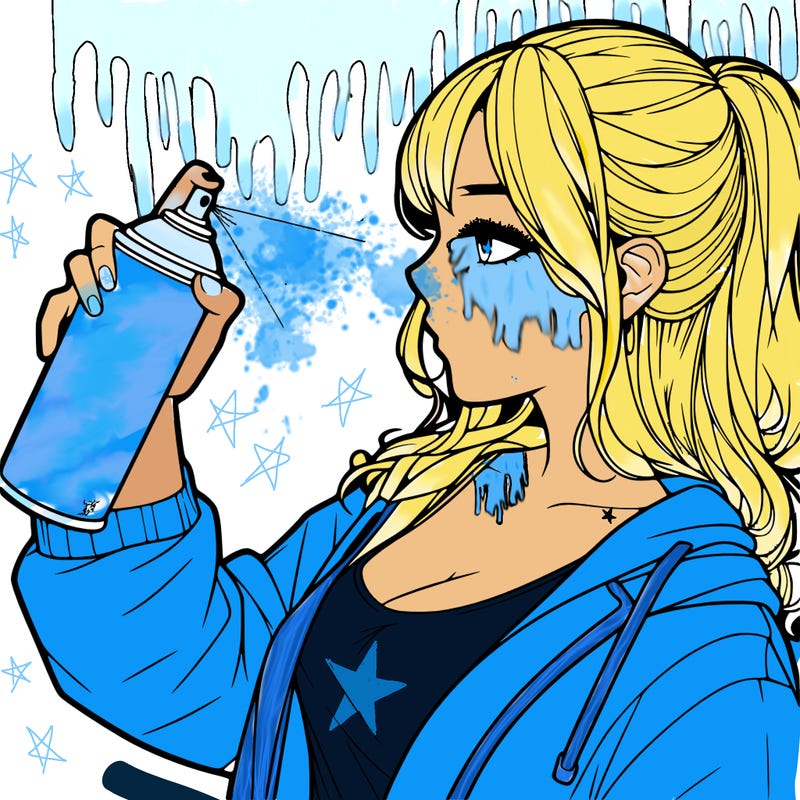 a realistic girl spray, painting