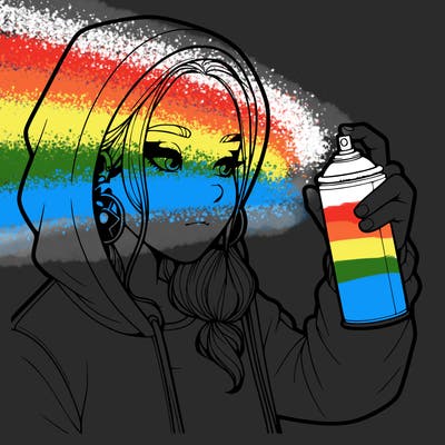 a realistic girl, spray painting