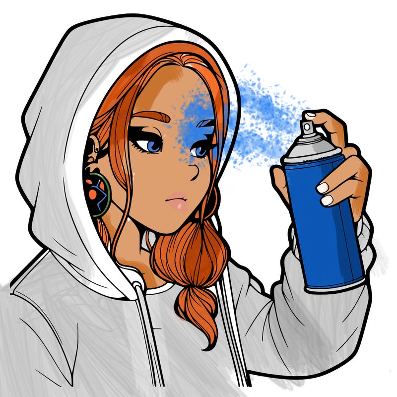 a realistic girl, spray painting