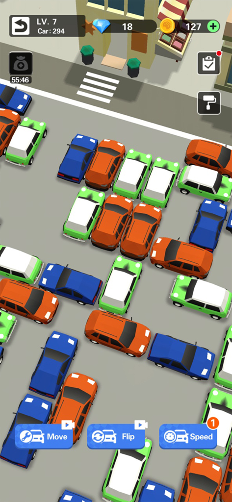 Crazy Parking Car Master - Jugabilidad de Crazy Parking Car Master mostrando un puzle de aparcamiento abarrotado