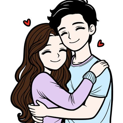 boyfriend hugging girlfriend adults