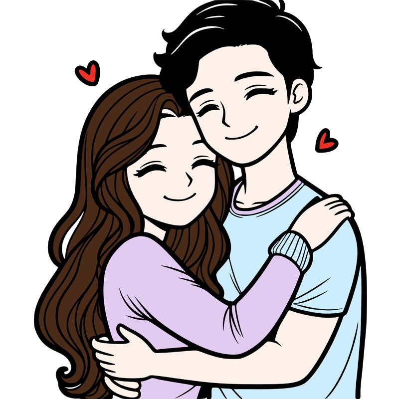 boyfriend hugging girlfriend adults