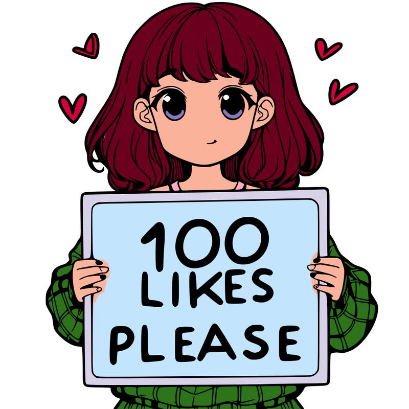 a girl holding a sign saying 100 likes please