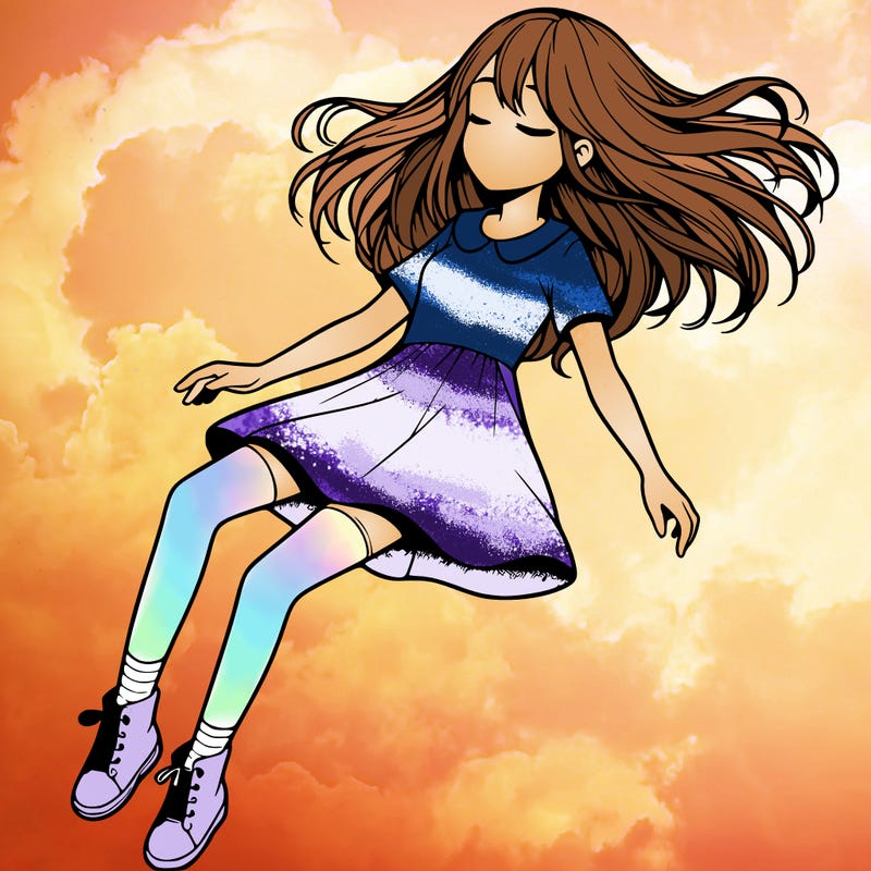 realistic girl floating